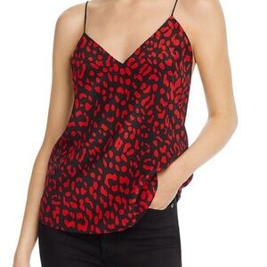 Alice + Olivia Red and Black Animal Print Silk Camisole Size Large